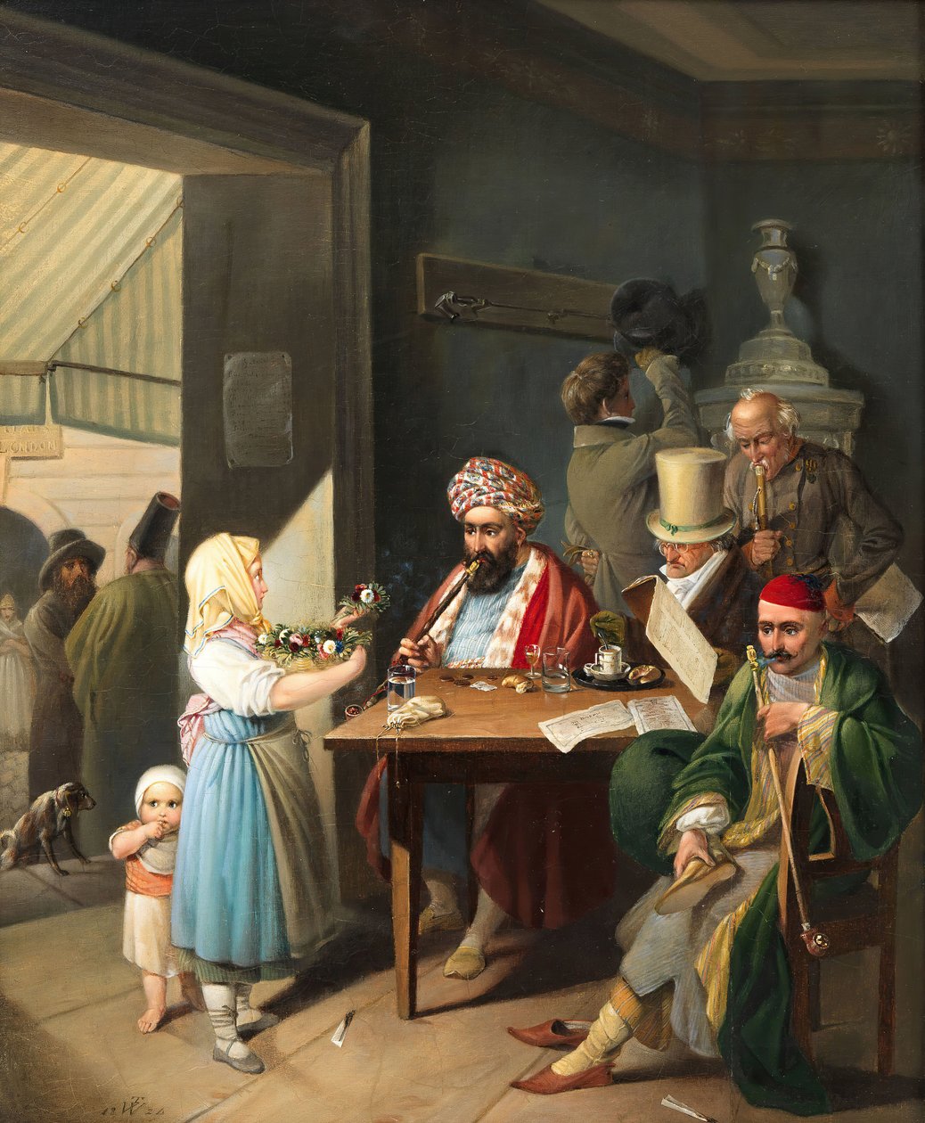 الإغريق والأتراك في مقهى فيينا ، 1824. بواسطة تيودور ليوبولد ويلر