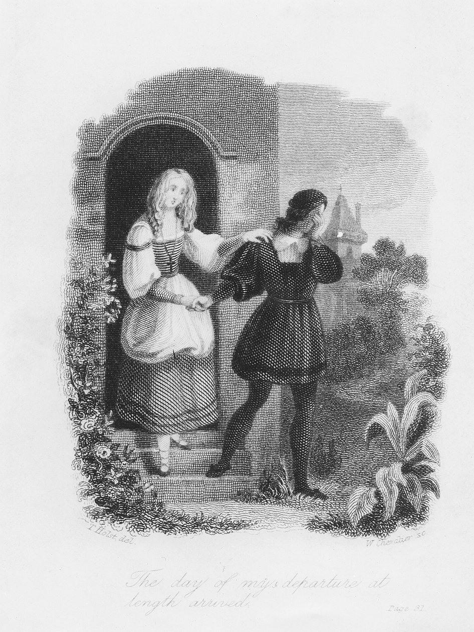 وصل يوم مغادرتي على طول ، صورة من "فرانكنشتاين" لماري شيلي (1797-1851) منقوش بواسطة ويليام شوفالييه (1804-66) بواسطة ثيودور م. فون هولست