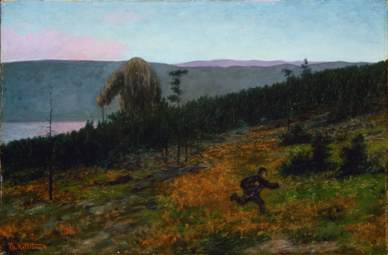 "" Askeladden et le troll "" Personnage du folklore norvegien - Peinture de Theodor Kittelsen (1857-1914) 1900 المتحف الوطني للفنون ، أوسلو نورفيج بواسطة ثيودور كيتلسن