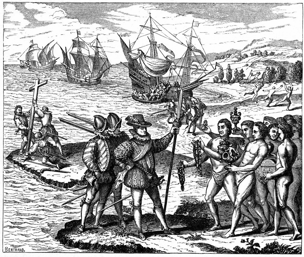 كريستوفر كولومبوس (1451-1506) مستكشف جنوى ، اكتشف أمريكا - 12 مايو 1492. من نقش لثيودور دي بري 1590. بواسطة ثيودور دي بري