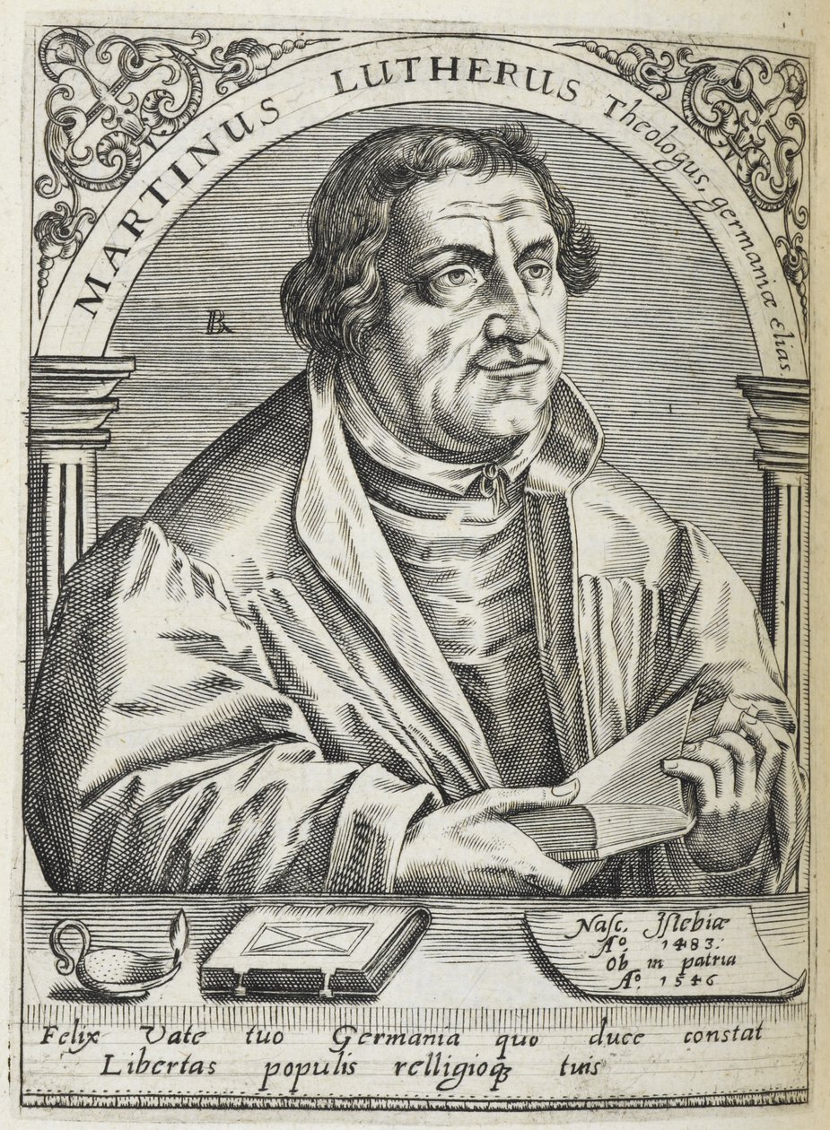 مارتن لوثر. (1483-1546). مصلح ديني ألماني، ومؤسس حركة الإصلاح. لَوحَة. بواسطة ثيودور دي بري