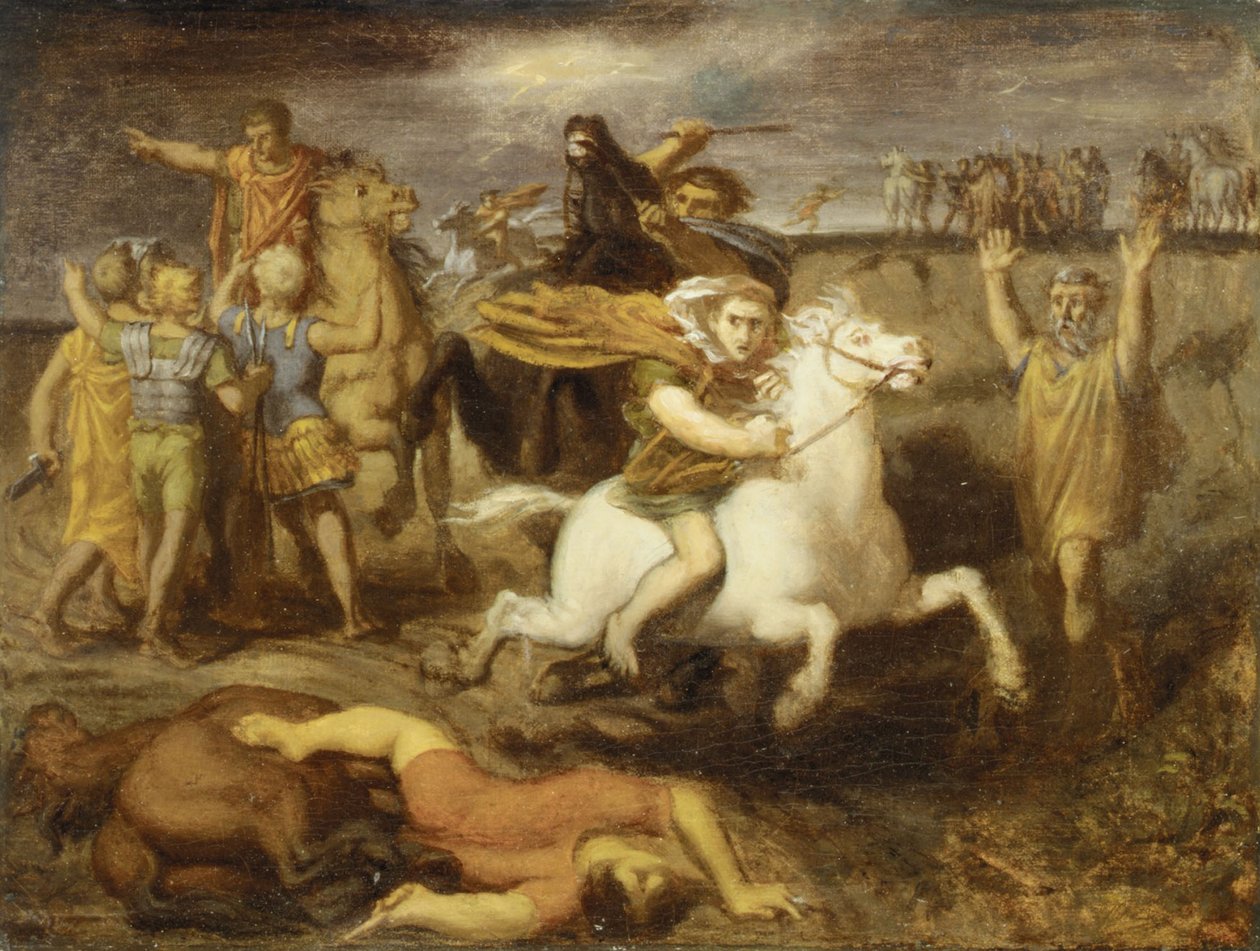 الغال Littavicus يخون قضية الروماني يهرب إلى Gergovie لدعم Vercingetorix ، c.1838-40 بواسطة تيودور شاسريو