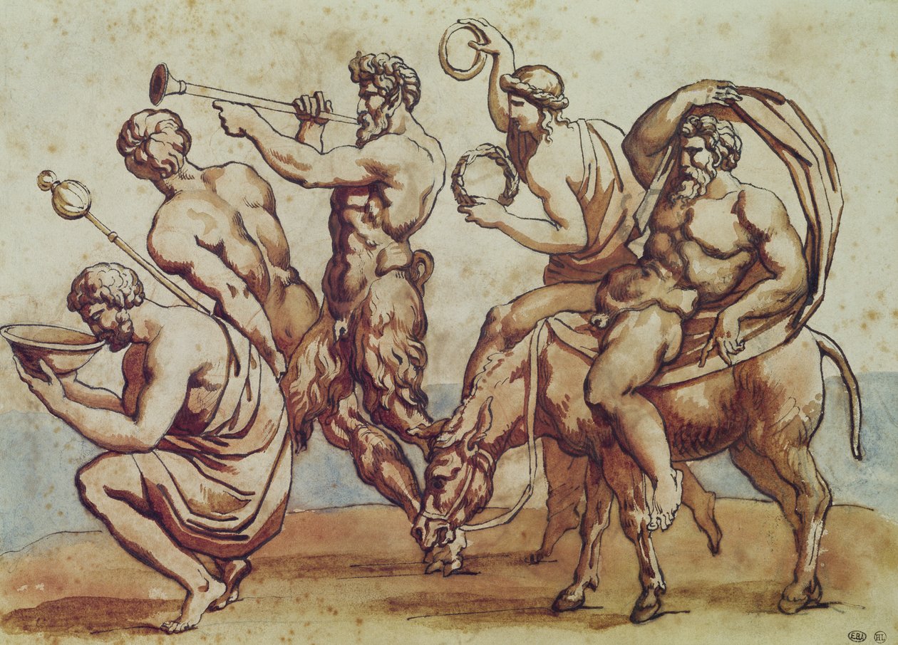 Bacchanal (قلم وحبر وغسل بني على الورق) بواسطة ثيودور جيريكولت