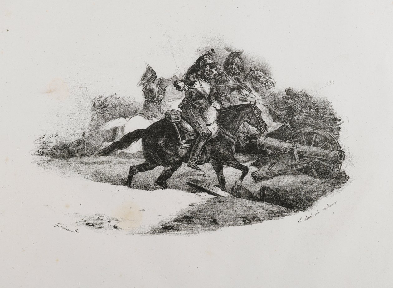 Cuirassiers يشحن بطارية مدفعية ، 1823 بواسطة ثيودور جيريكولت