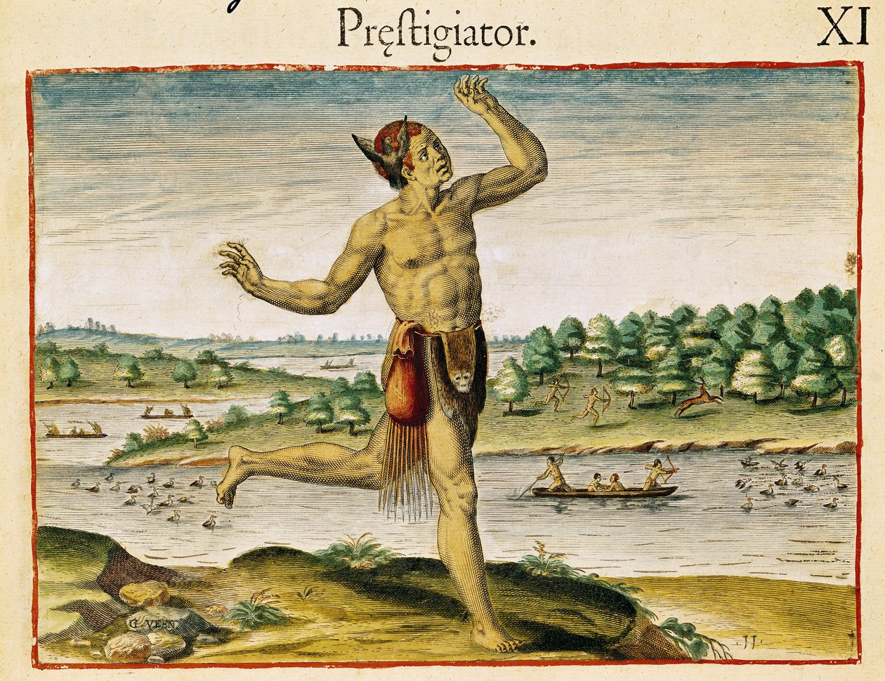 ساحر من فرجينيا ، من "Admiranda Narratio ..." نشره Theodre de Bry بواسطة تيودور دي بري