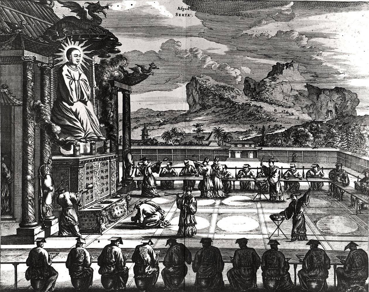 احتفال بوذي من &39;Indiae Orientalis&39; ، نُشر عام 1670 بواسطة تيودور دي بري