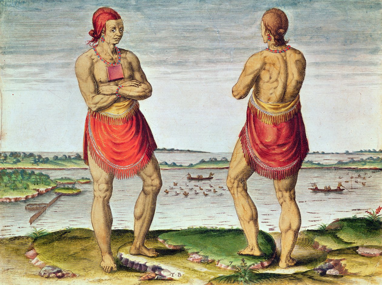 Admiranta Narratio ...، Chief Roanoack (الصفحة 57 ، اللوحة 7) ، 1585-1588 (نقش ملون) بواسطة تيودور دي بري
