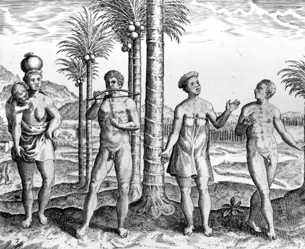 Caffre People ، رسم توضيحي من &39;India Orientalis&39; ، نشر 1598 بواسطة تيودور دي بري