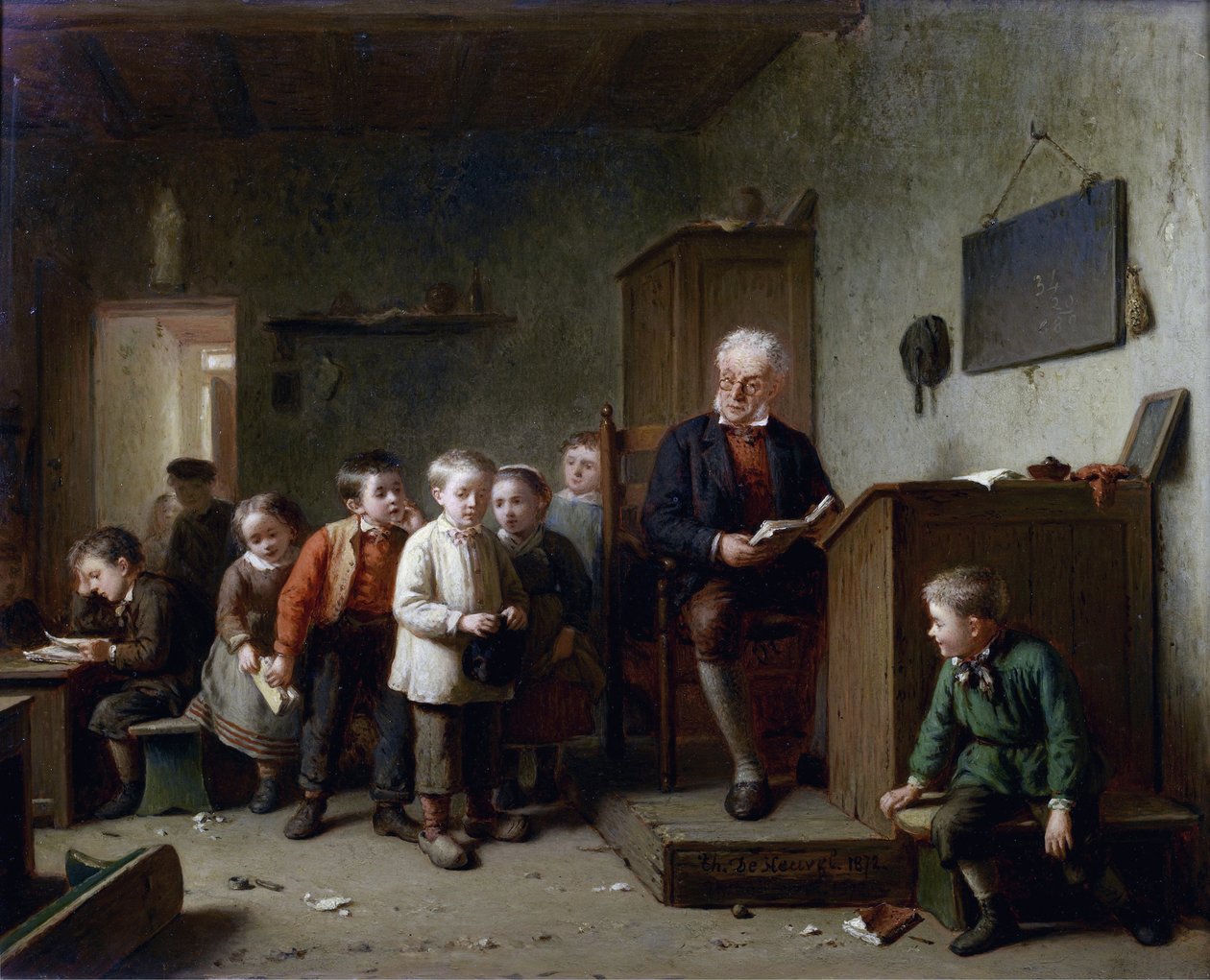 La salle de classe - الفصل الدراسي - Heuvel ، Theodore Bernard de (1817-1906) - 1872 - زيت على خشب - 37x44،5 - مجموعة خاصة بواسطة ثيودور برنارد دي هيوفيل