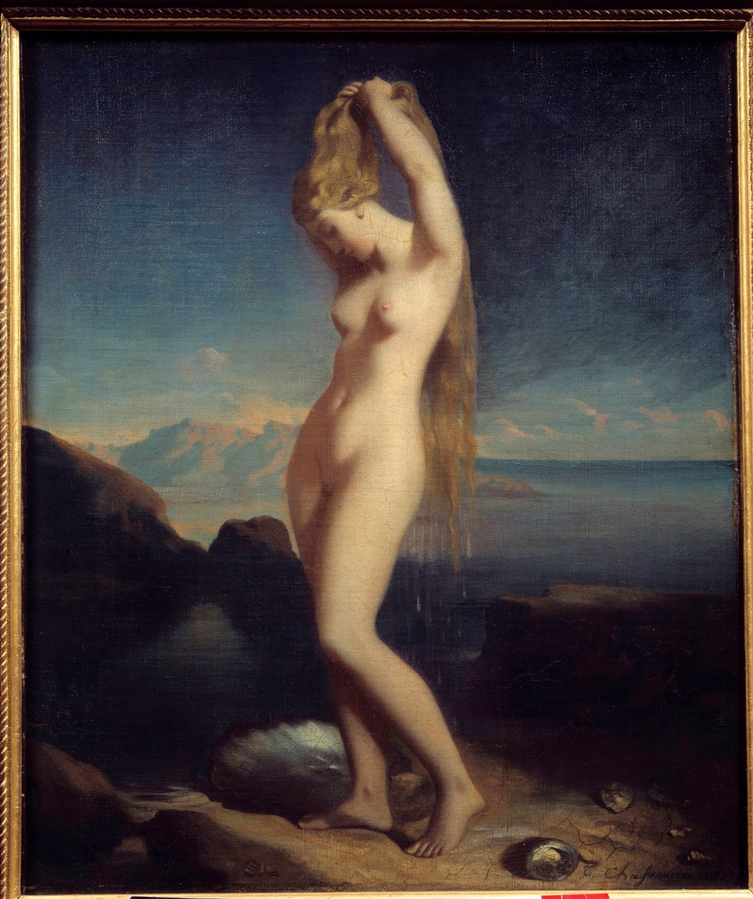 Venus anadyomene أو Venus Marine Painting بواسطة ثيودور تشاسيرو (1819-1856) 1838 صن. 0،65 × 0،55 م بواسطة تيودور شاسريو