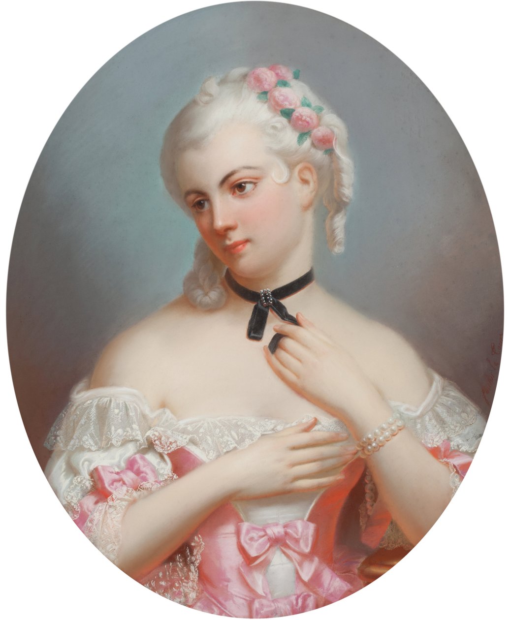 لويز إليزابيث من فرنسا (1727-1759) ، بقلم فانتين لاتور ، ثيودور (1805-1872). باستيل على ورق النصف الأول من القرن التاسع عشر .. مجموعة خاصة بواسطة ثيودور فانتين لاتور