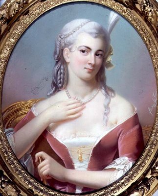 صورة لسيدة ترتدي فستان Red Velvet Decollete (باستيل على ورق) بواسطة ثيودور فانتين لاتور