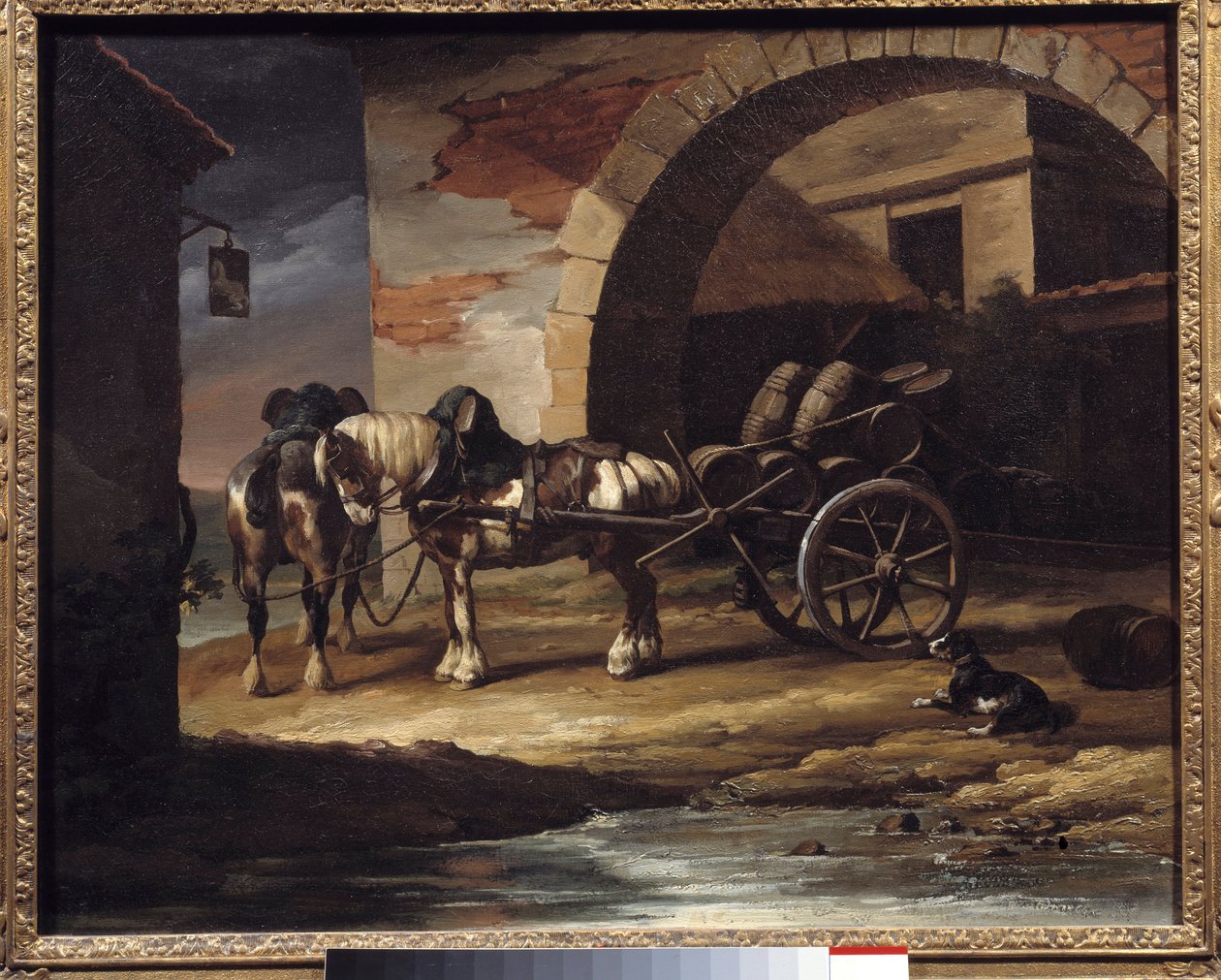 عربة محملة براميل النبيذ أو لوحة Haquet التي رسمها ثيودور جيريكولت (1791-1824) 1819 Dim. 0،6x0،73 م بروفيدنس. متحف للفن بواسطة ثيودور جيريكولت