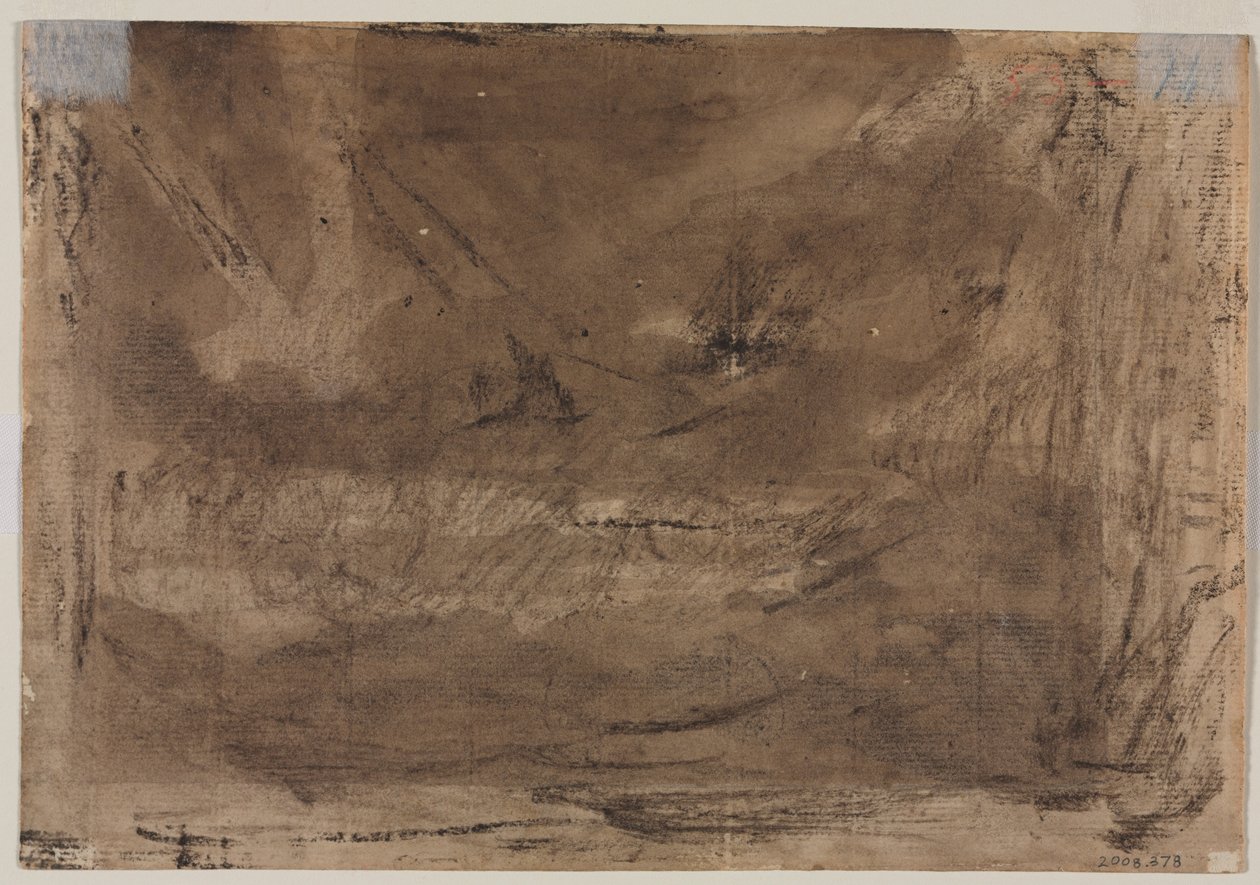 دراسة تركيبية؟ (ربما لـ quot;طوفان بوسينquot;) (الظهر)، ج. 1816 (غسل بني وقلم تلوين أسود) بواسطة ثيودور جيريكولت