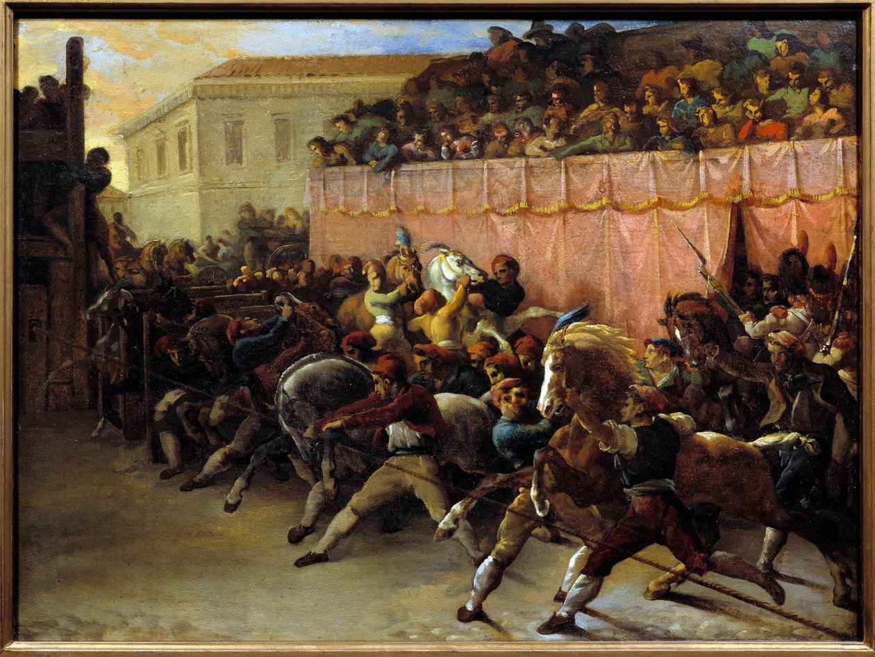 سباق خيول مجاني في روما. لوحة لثيودور جيريكولت (1791-1824) بواسطة ثيودور جيريكولت