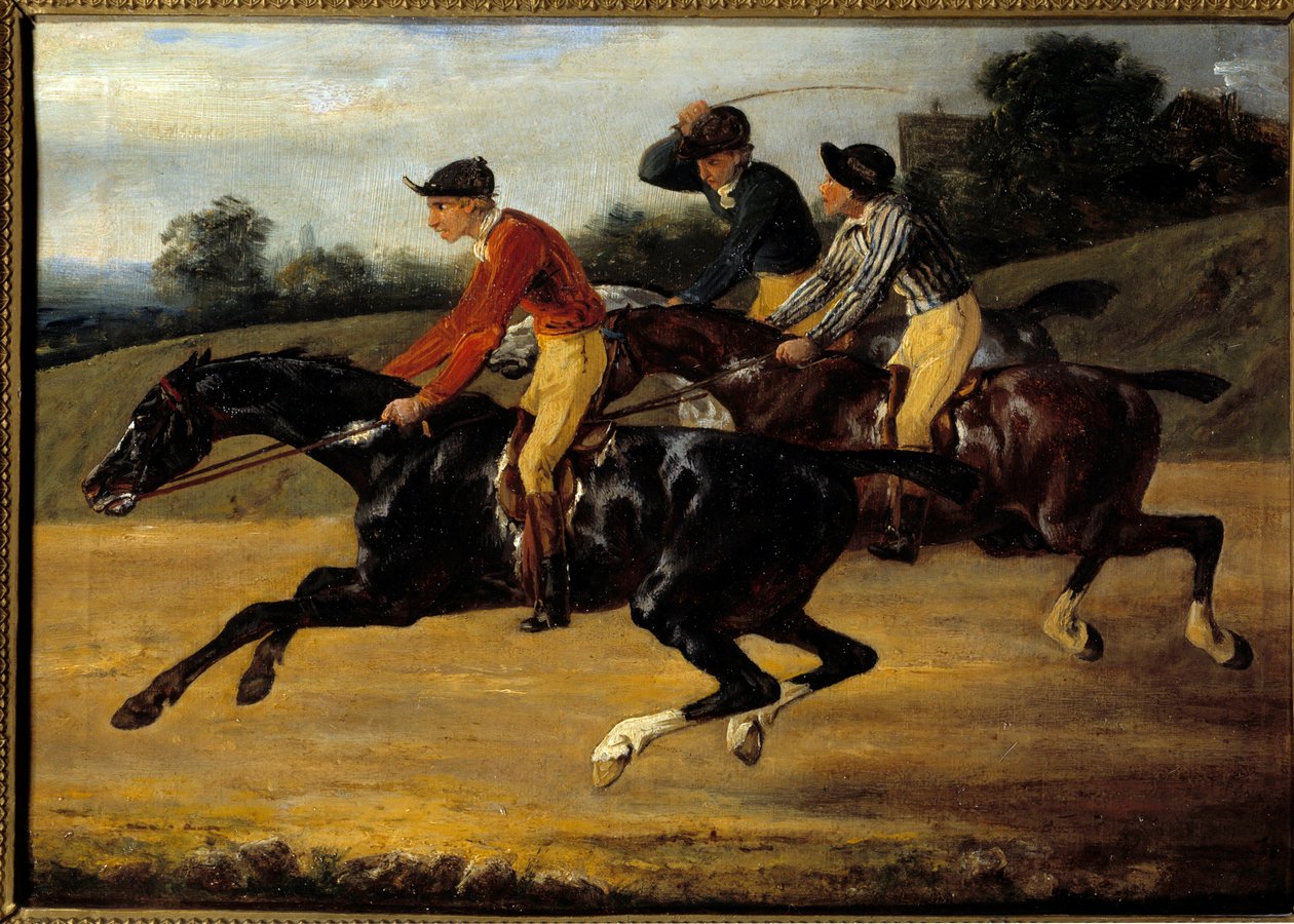 سباق الخيل: "" الخيول التي تركب بالفرس الأيسر "لوحة لثيودور جيريكولت (1791-1824) بواسطة ثيودور جيريكولت
