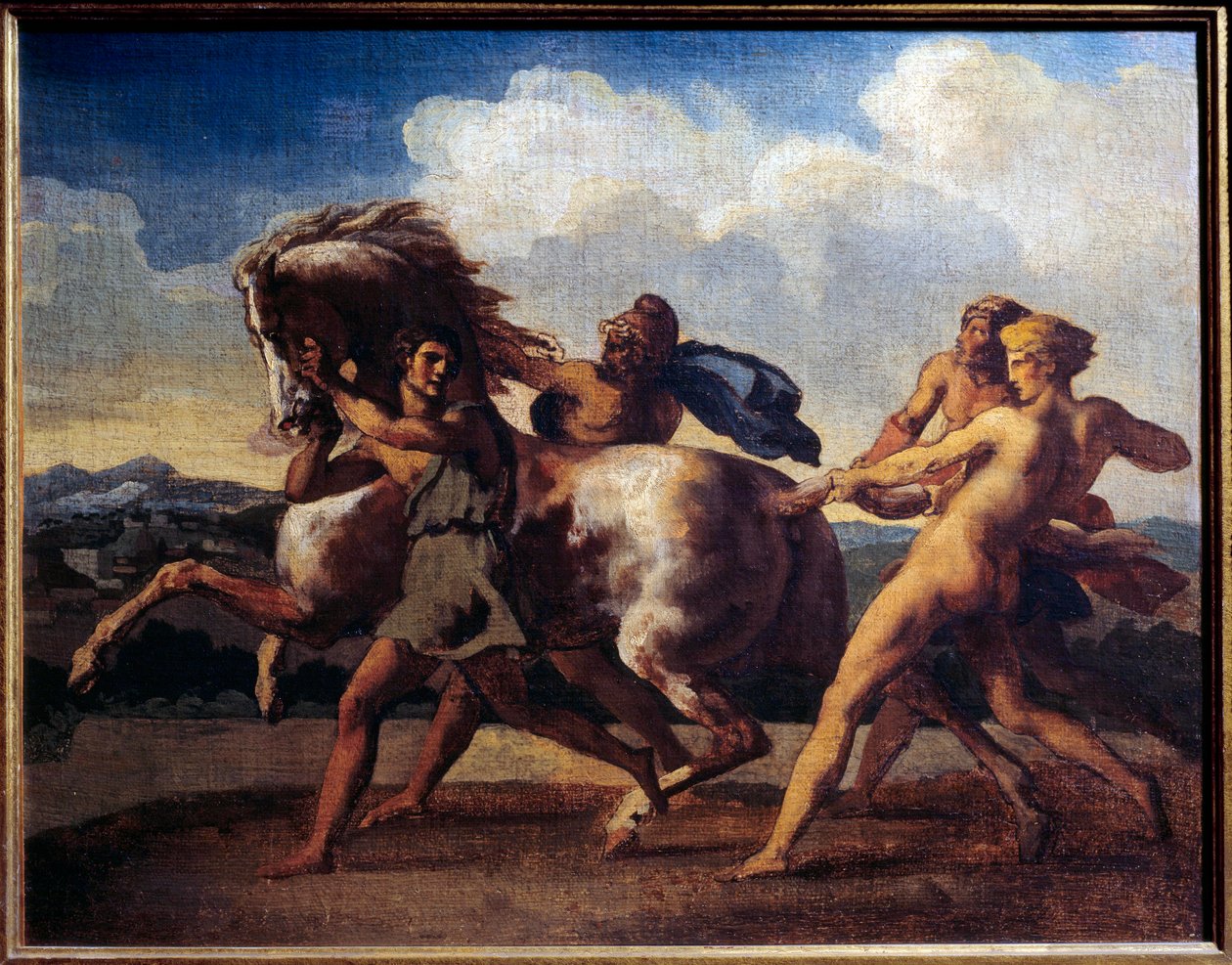 توقف الحصان عن طريق العبيد. لوحة لثيودور جيريكولت (1791-1824) بواسطة ثيودور جيريكولت
