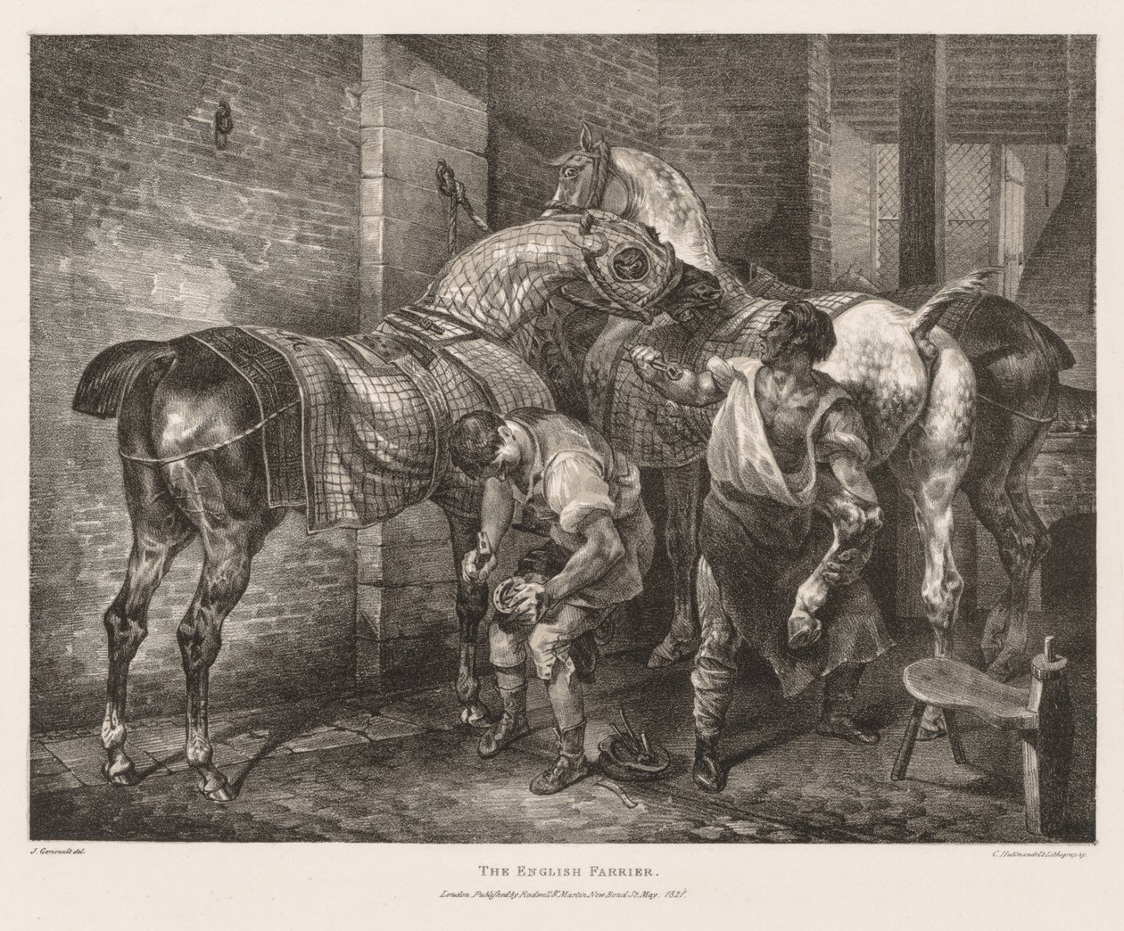 موضوعات مختلفة مستمدة من الحياة وعلى الحجر: The English Farrier ، 1821. بواسطة ثيودور جيريكولت