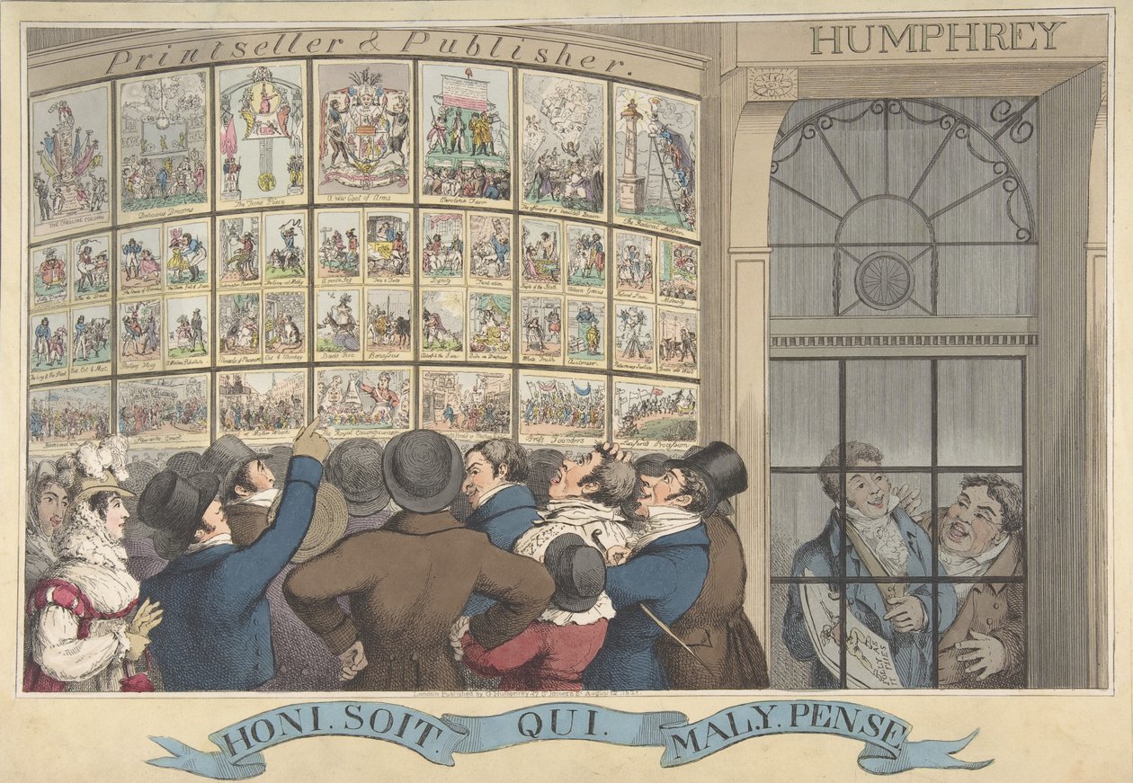 هوني. لذا أنا. Qui. مال. Y. Pense: The Caricature Shop of G. Humphrey ، 27 سانت جيمس ... ، 12 أغسطس ، 1821. بواسطة ثيودور لين