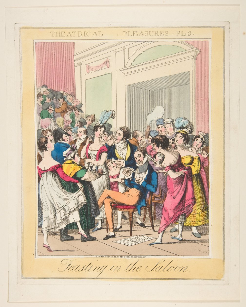 الملذات المسرحية ، اللوحة 5: وليمة في الصالون ، كاليفورنيا. 1835. بواسطة ثيودور لين