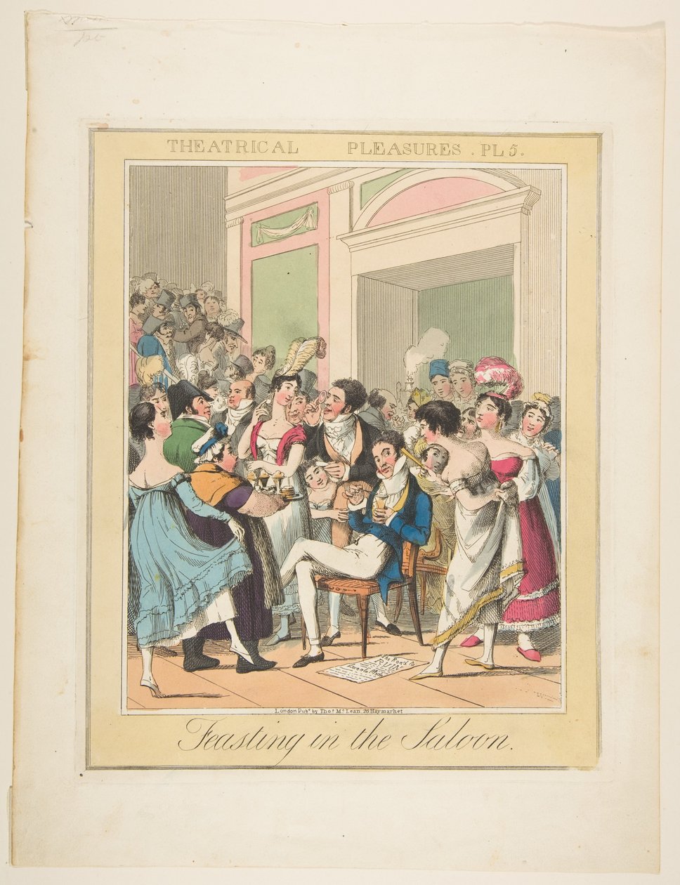 الملذات المسرحية ، اللوحة 5: وليمة في الصالون ، كاليفورنيا. 1835. بواسطة ثيودور لين