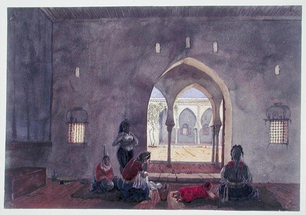 الداخلية المغربية ، الجزائر العاصمة ، حوالي 1835 (ألوان مائية على ورق) بواسطة ثيودور ليبلانك