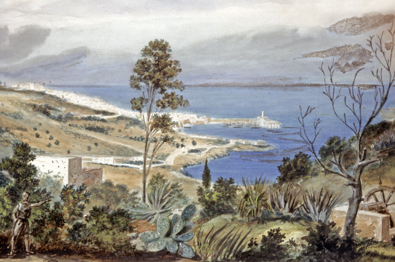 منظر للجزائر، حوالي 1835 (ألوان مائية) بواسطة ثيودور ليبلانك