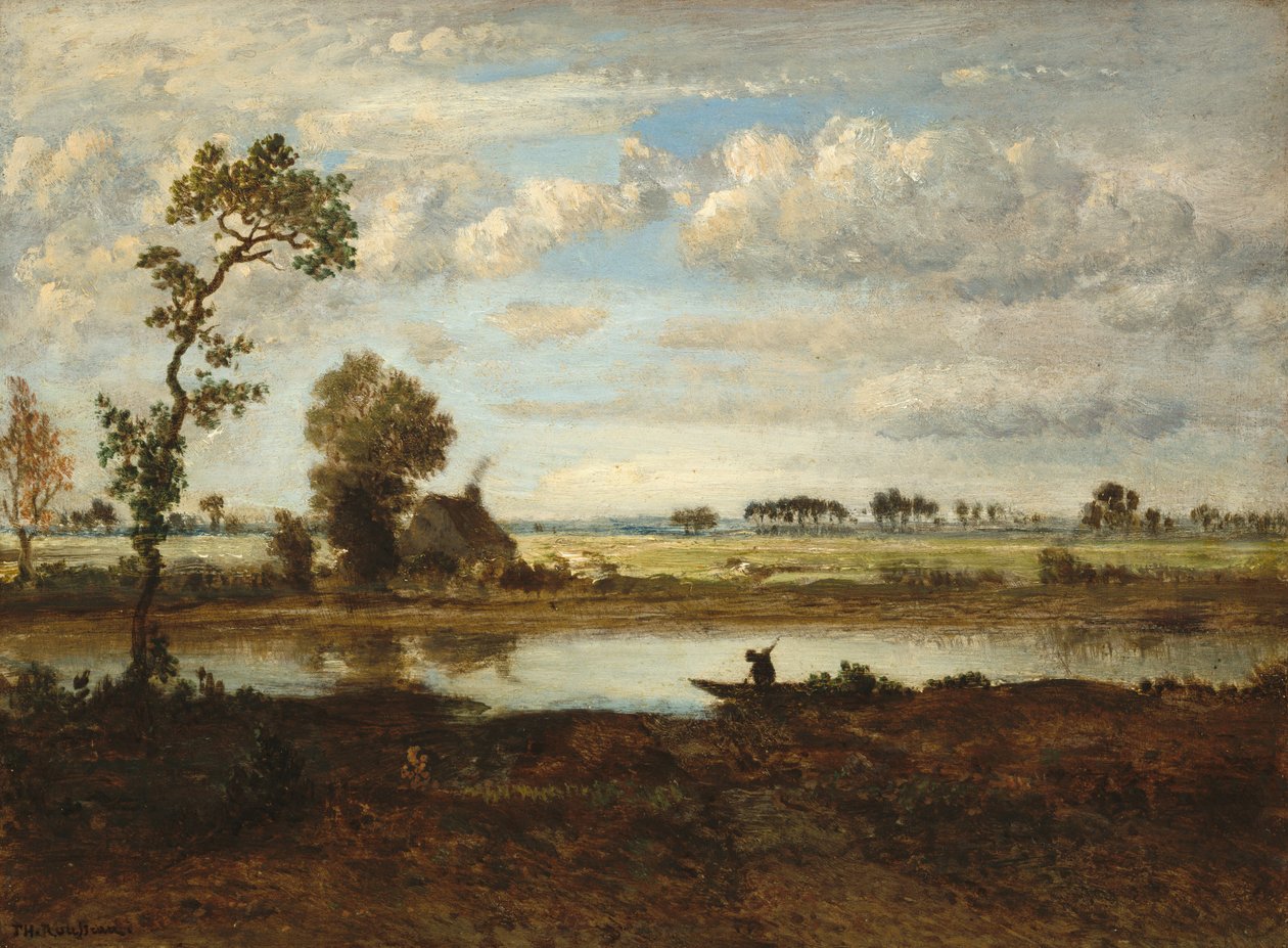 المناظر الطبيعية مع القارب ، ج. 1860. بواسطة ثيودور روسو