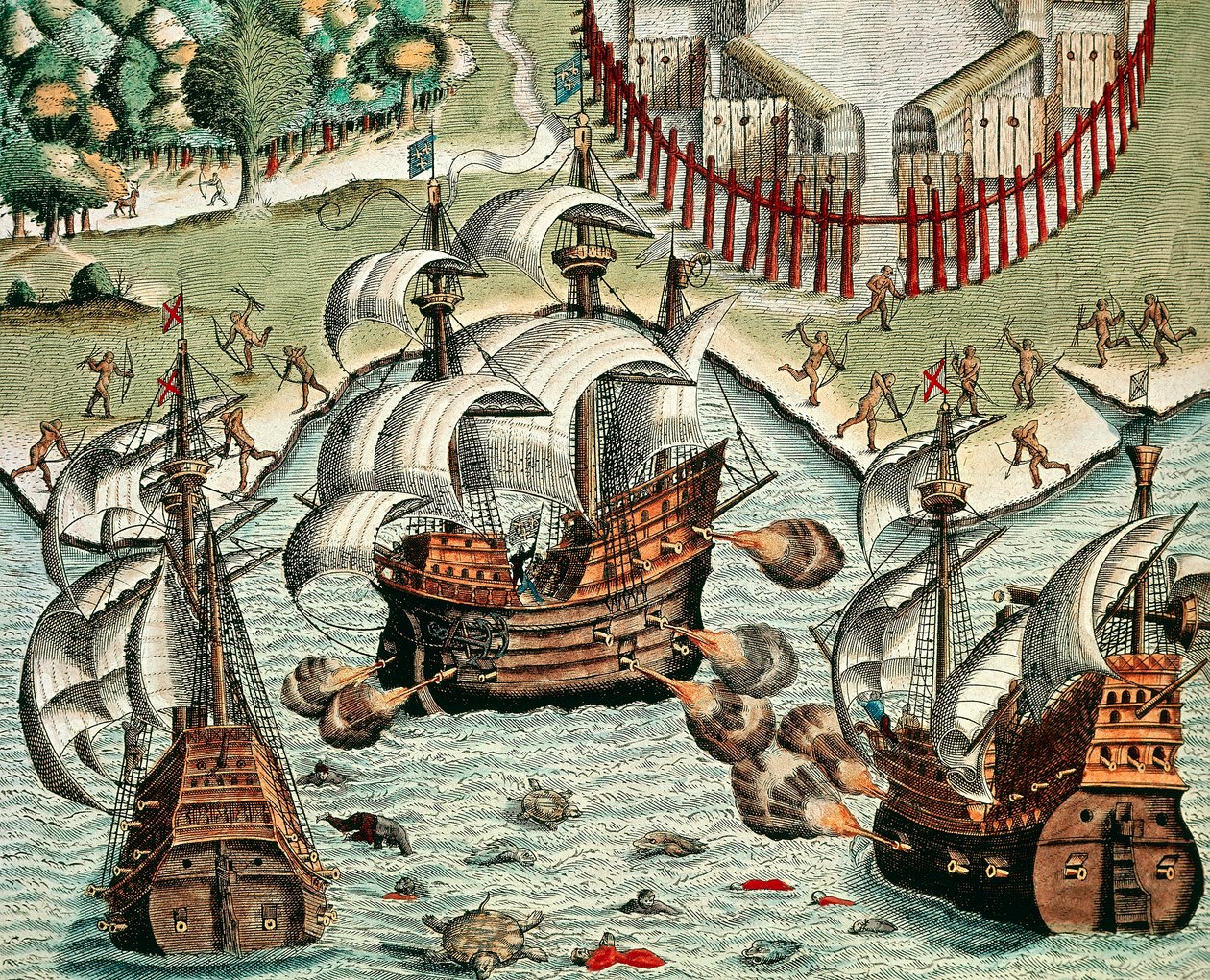 Battle between the French and Portuguese off Buttugar بواسطة تيودور دي بري