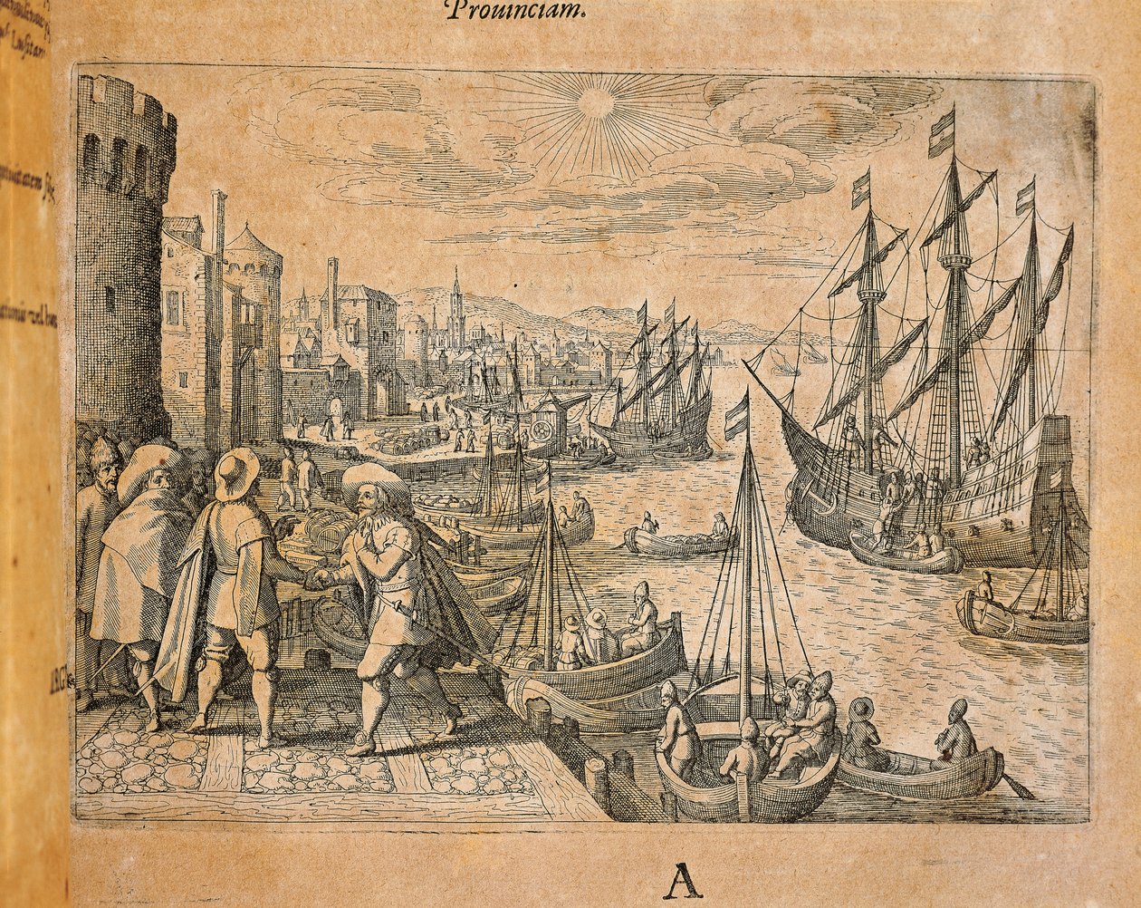 كارافيل تغادر إلى العالم الجديد ، إسبانيا ، نقش لثيودور دي بري (1528-1598) بواسطة تيودور دي بري