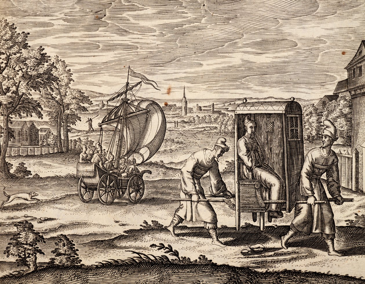 سيدان صينية ، شرق الهند ، نقش من عمل لثيودور دي بري (1528-1598) ، الصين بواسطة تيودور دي بري