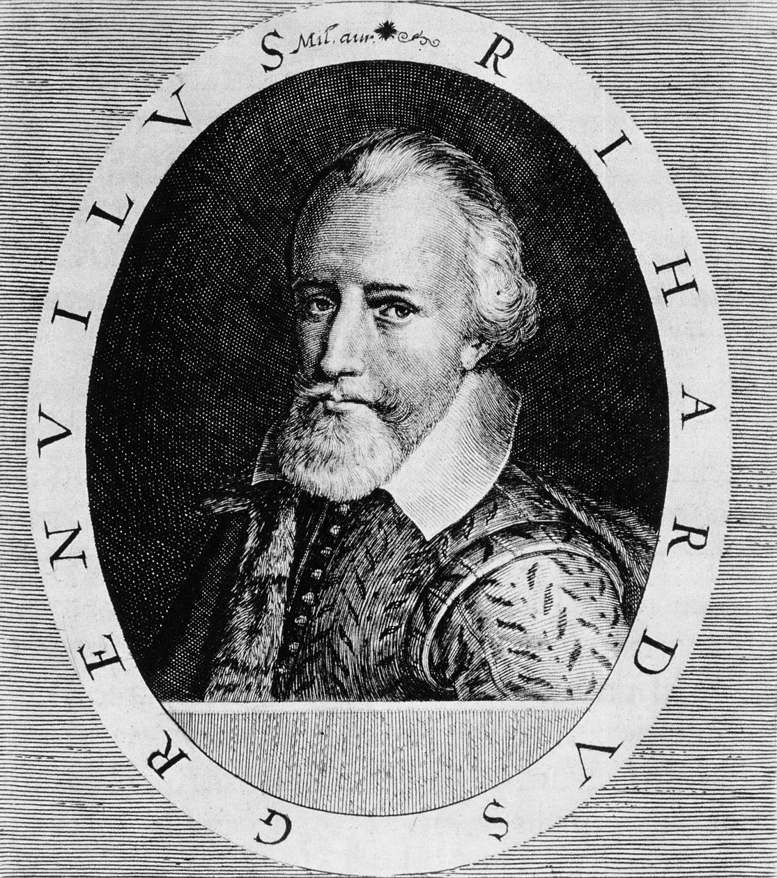 السير ريتشارد جرينفيل (c.1541-91) ، من "العالم الجديد والتاريخ الأمريكي" بقلم يوهان لودفيج جوتفريد ، نشره Mattaeus Merian ، فرانكفورت ، 1631 بواسطة تيودور دي بري