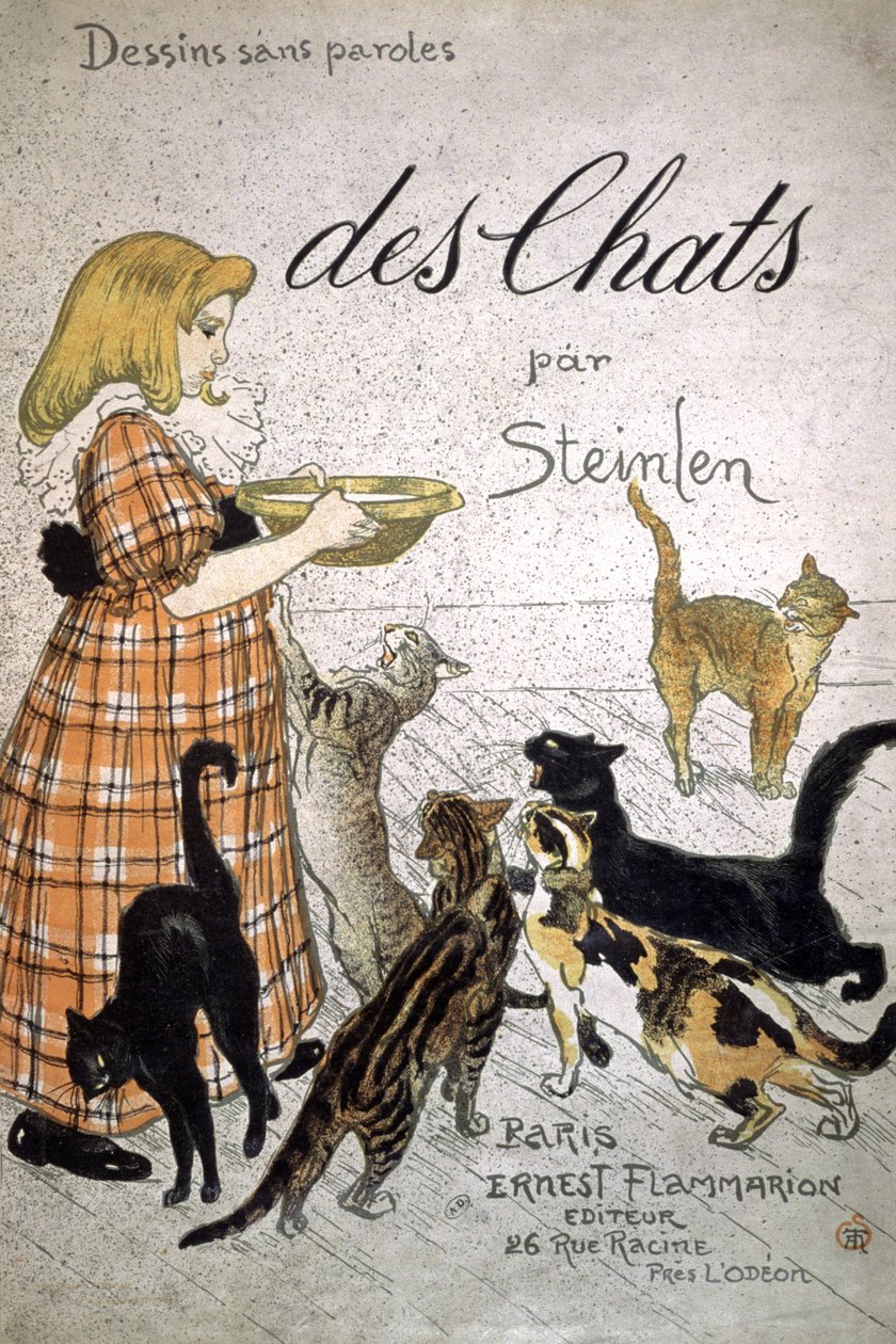 الغلاف الأمامي لـ "Des Chats، Dessins sans Paroles" (اللون lihto) بواسطة ثيوفيل الكسندر شتاينلين