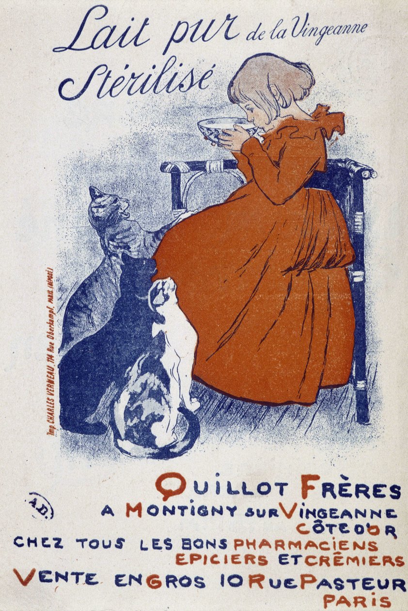 ملصق إعلاني عن حليب Vingeonne النقي - بقلم Steinlen بواسطة ثيوفيل الكسندر شتاينلين