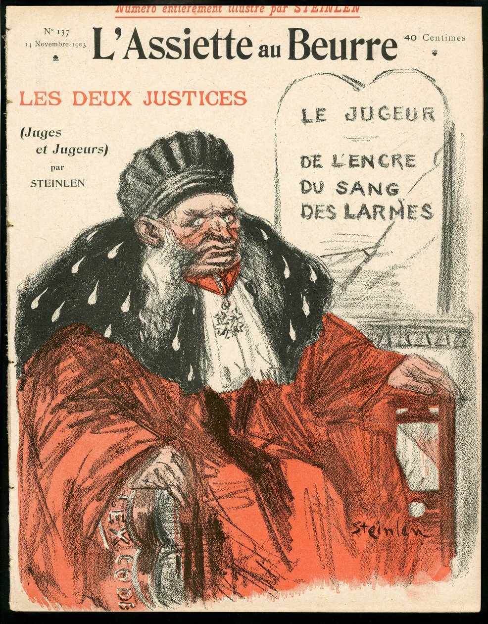 غلاف "" L'Plate aueurre "، رقم 137 ، Satirique en Couleurs بواسطة ثيوفيل الكسندر شتاينلين