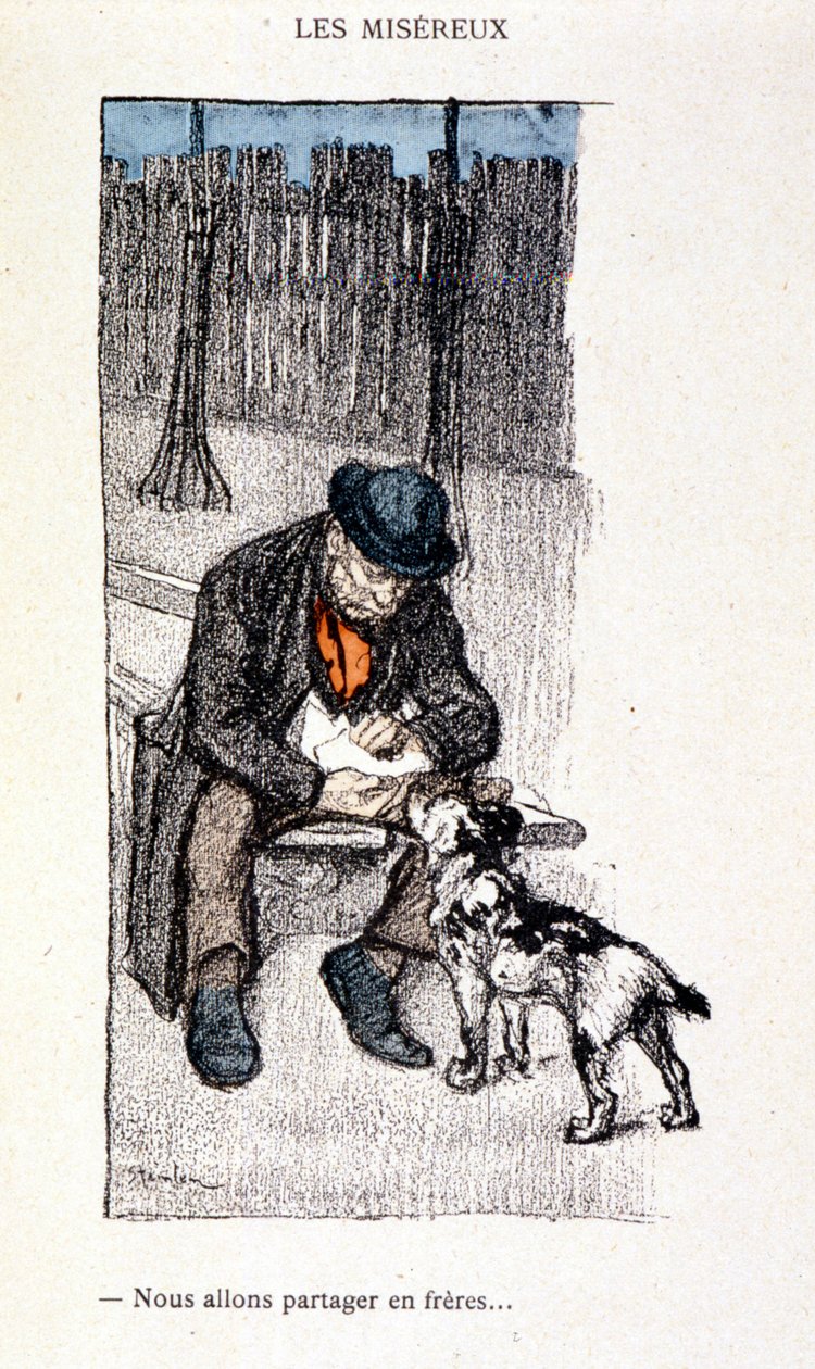 Les Miséreux: سوف نشارك كأخوة (السيد وكلبه) - في "" Dans la vie "، بقلم Steinlen بواسطة ثيوفيل الكسندر شتاينلين