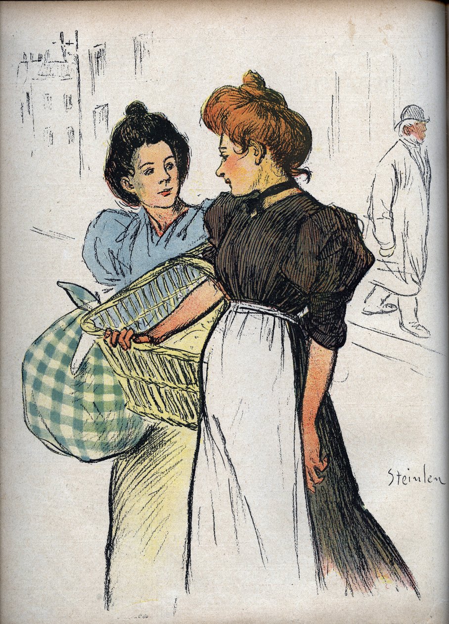 رسم Les blechisseuses بواسطة Theophile Alexandre Steinlen (1859-1923) - في "Le Rire" "" عام 1898 - امرأتان - إذا كان عليك الاستماع إلى جميع العملاء ، فهذا يعني الكثير من الغسيل بالنسبة لنا لتنظيفه بواسطة ثيوفيل الكسندر شتاينلين