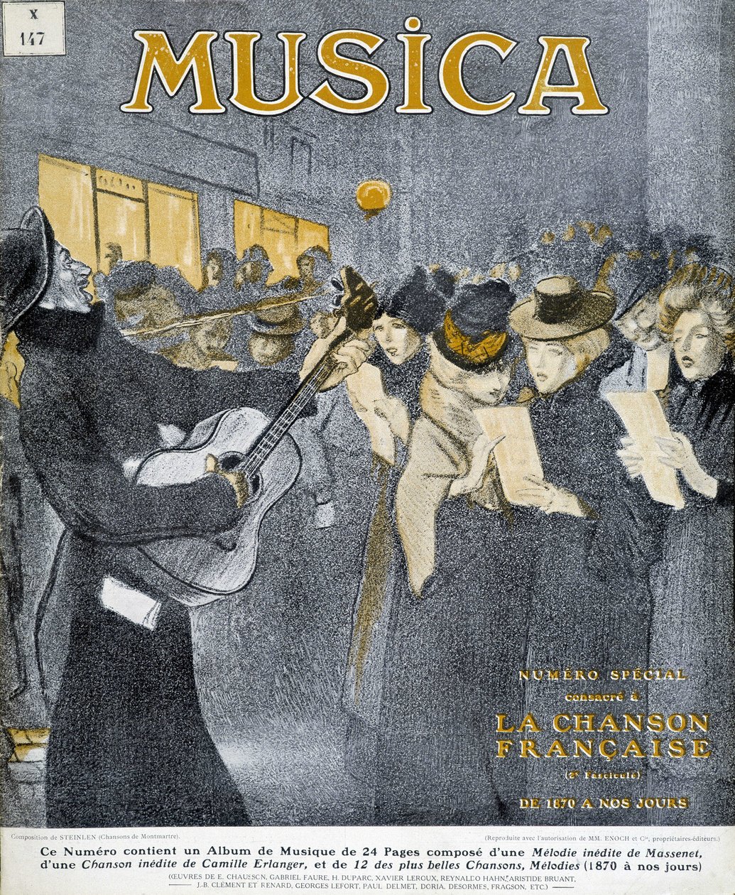 Night parties in Montmartre. Cover of Steinlen for the magazine “” Musica”” of novemvre 1908. بواسطة ثيوفيل الكسندر شتاينلين