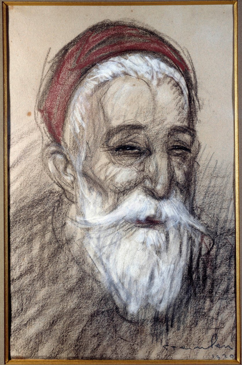 صورة للسياسي الفرنسي أناتول فرانس (1844-1924) رسم الطباشير بواسطة ثيوفيل ألكسندر شتاينلين (1859-1923) 1920 فيرنون ، متحف بولين بواسطة ثيوفيل الكسندر شتاينلين
