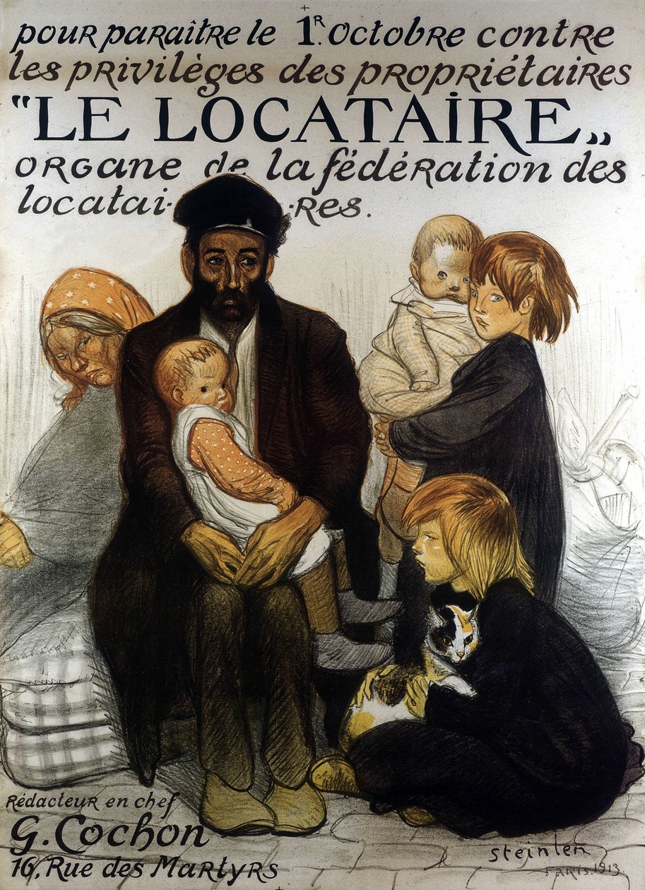ملصق التقديم الخاص باتحاد المستأجرين ، باريس 1913 (ملصق) بواسطة ثيوفيل الكسندر شتاينلين