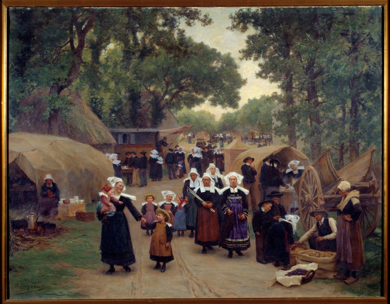 الوصول إلى عائلات Pardon de Fouesnant Breton بالزي التقليدي. لوحة لثيوفيل ديرول (1844-1923) 1892 بريست ، متحف الفنون الجميلة بواسطة ثيوفيل لويس ديرول