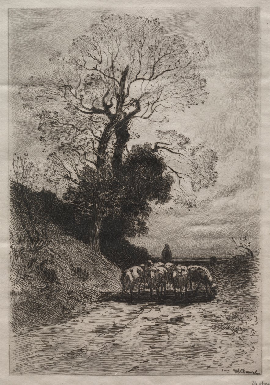 عودة القطيع ج. 1870. بواسطة ثيوفيل نارسيس شوفيل