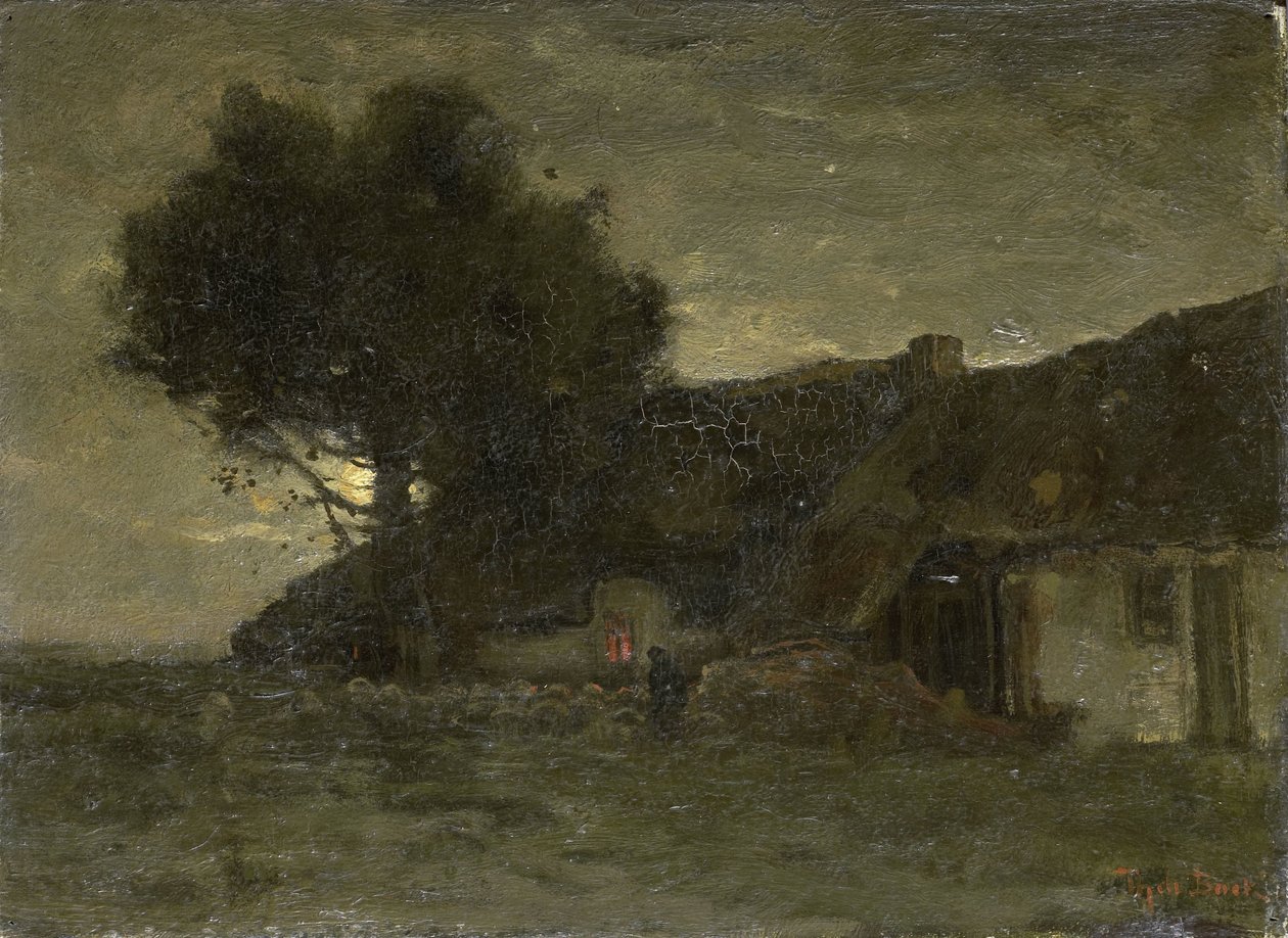 A Sheepfold at Nightfall بواسطة ثيوفيل دي بوك