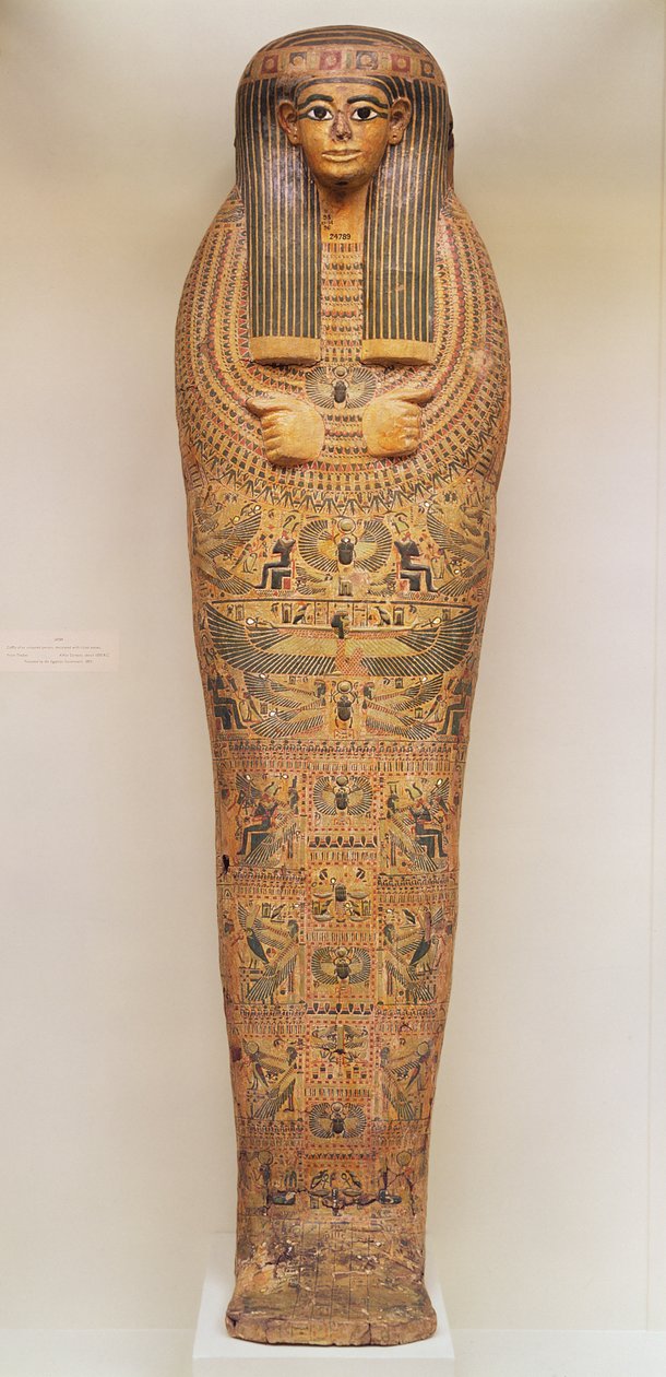 تابوت مصري لشخص مجهول مزين بمناظر طقسية ، c.1050 قبل الميلاد (خشب) بواسطة الفترة الانتقالية الثالثة المصرية