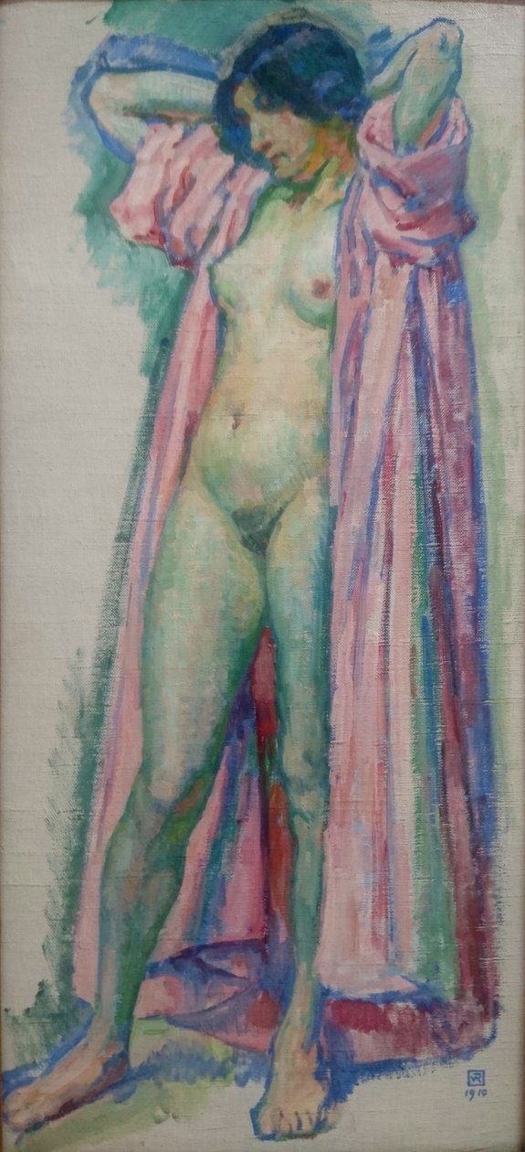 امرأة في رداء حمام وردي بواسطة Théo van Rysselberghe