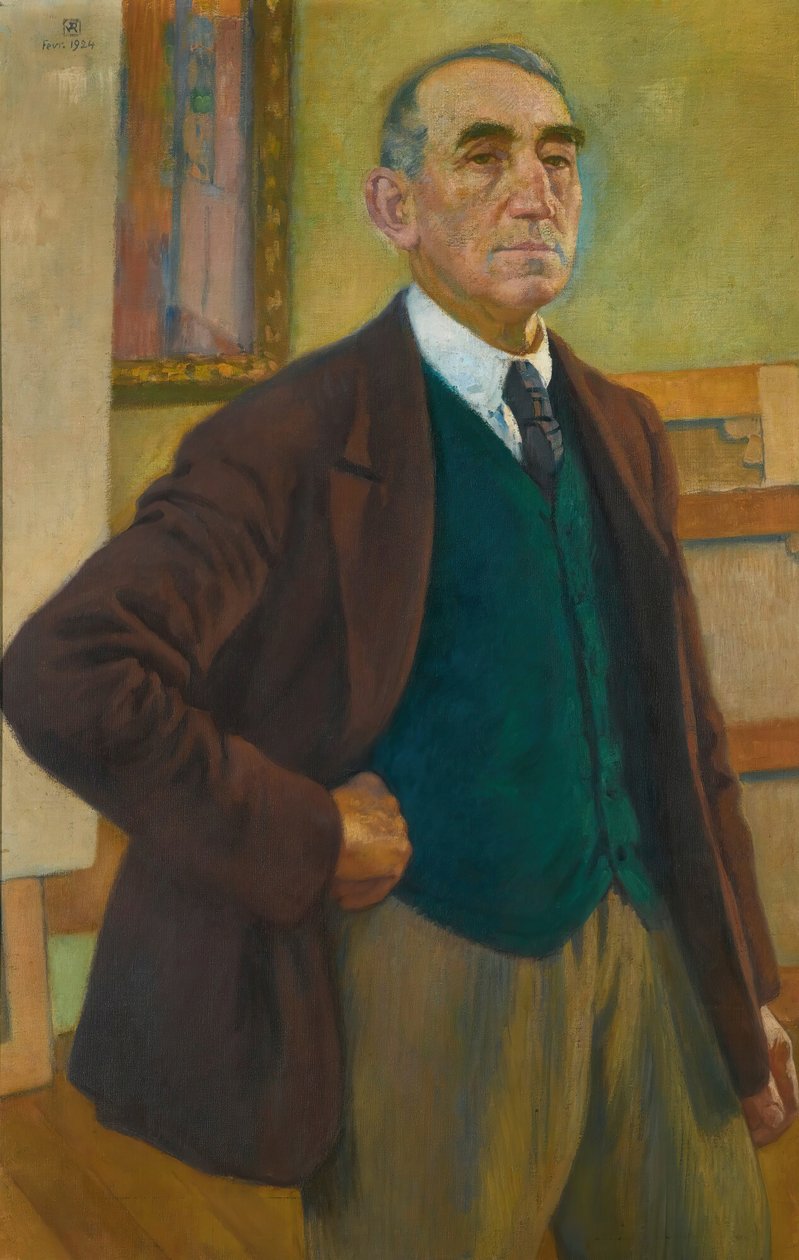 بورتريه ذاتي في صدرية خضراء ، 1924. بواسطة Théo van Rysselberghe
