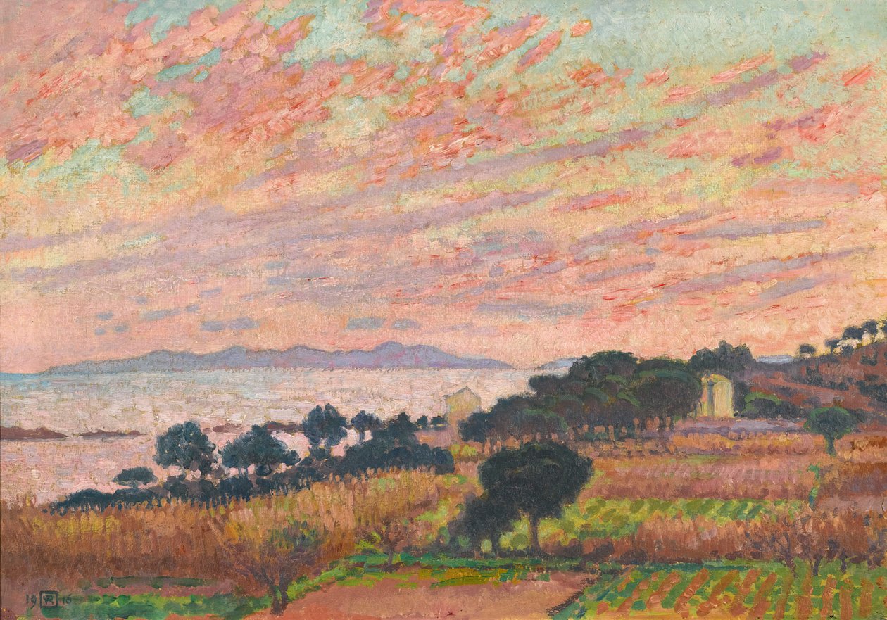 الخليج عند غروب الشمس سانت كلير ، 1916. بواسطة Théo van Rysselberghe