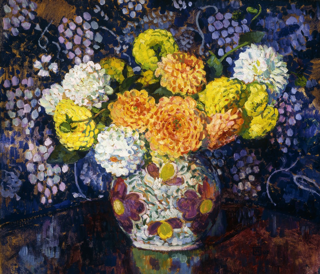مزهرية ورود؛ إناء الزهور ، 1907 بواسطة Théo van Rysselberghe