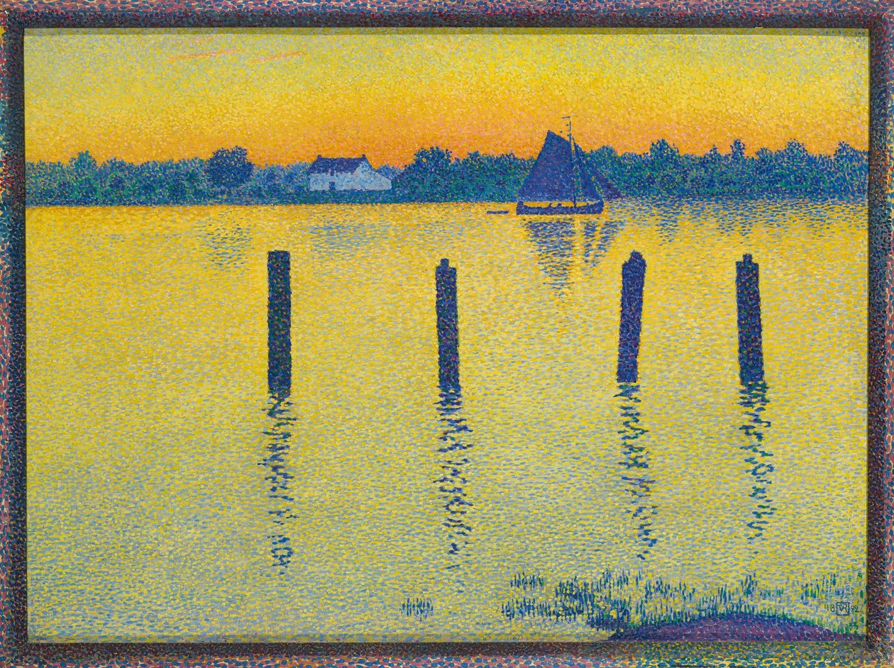 قارب الإبحار على نهر شيلدت قارب الإبحار على نهر شيلدت ، 1892. بواسطة Théo van Rysselberghe