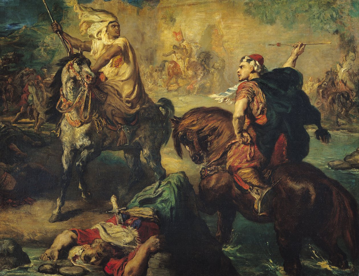 زعماء القبائل العربية في قتال واحد ، تحت أسوار مدينة ، 1852 بواسطة تيودور شاسريو